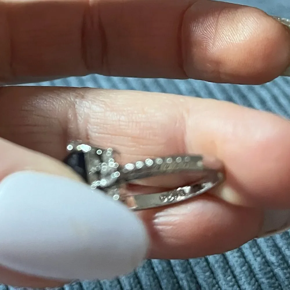 The Debutant In Blue cocktail ring in silver sz 6